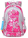 JiaYou Kid Child Girl Flower Printed Backpack School Bag(Rose,Large)